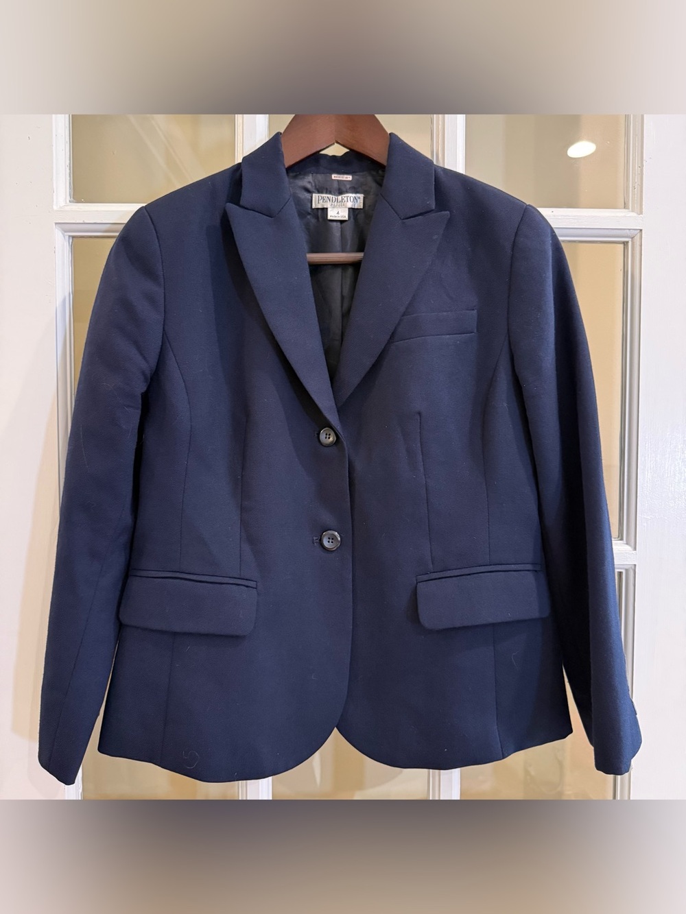 Pendleton Women’s Virgin Wool Blazer Navy Blue Petite 4